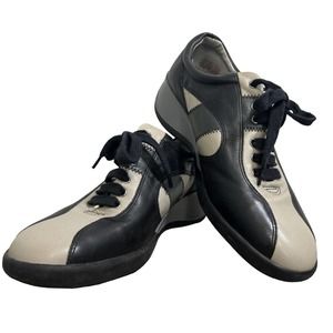 Enzo Angiolini Leather Lace Up Oxford Shoe Style Women's 7.5‎ M Black/ Tan